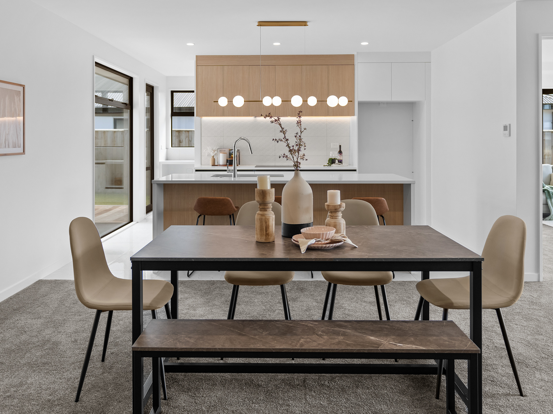 Open-plan living room styled by TA Staging